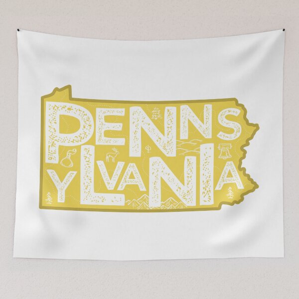 Item preview, Pennsylvania Map Typography Gold designed and sold by HelloGentry.