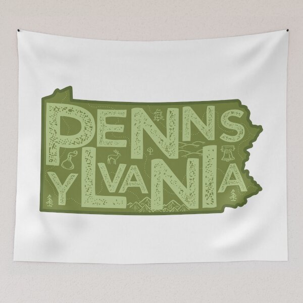 Item preview, Pennsylvania Map Typography Green designed and sold by HelloGentry.