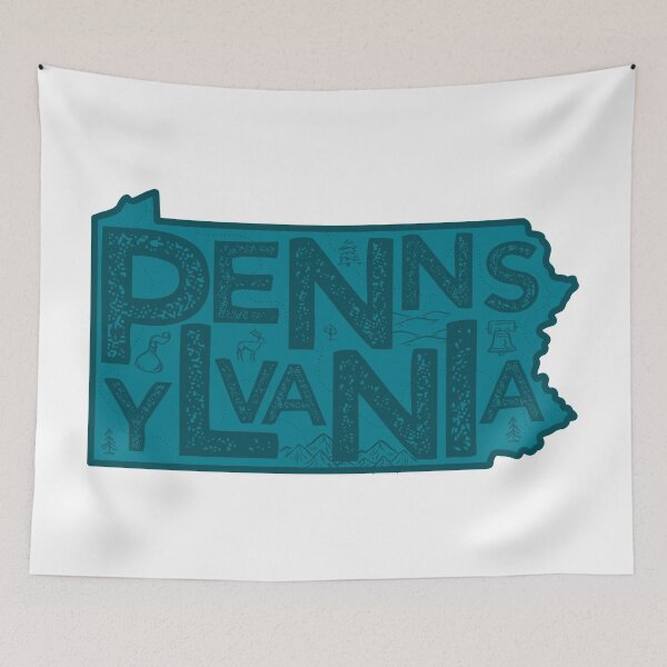 Item preview, Pennsylvania Map Typography Navy designed and sold by HelloGentry.