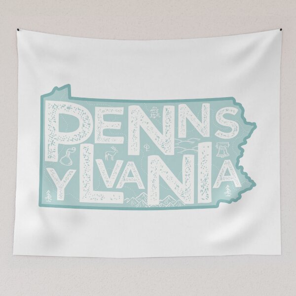Item preview, Pennsylvania Map Typography Blue designed and sold by HelloGentry.