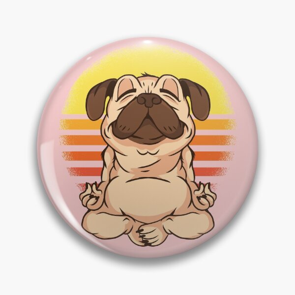 Item preview, Cute Yoga Pug Puppy Vintage Sunset Meditation  designed and sold by MadMando.