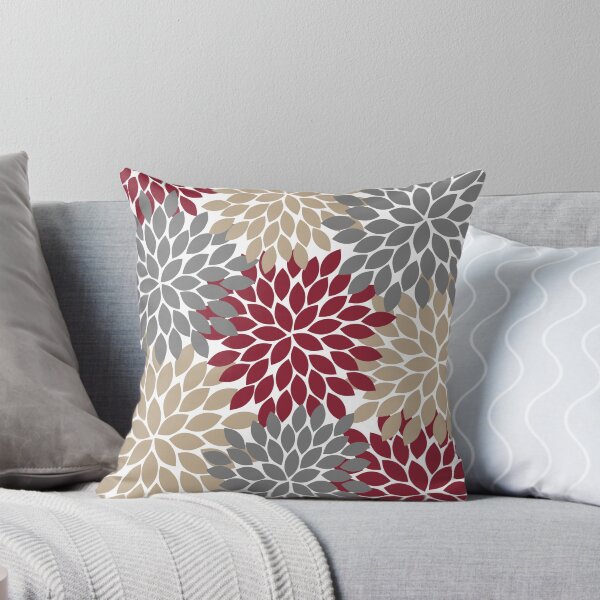 Artikel-Vorschau von Burgunder grau Tan Blumen, Blumen Burst, Blumenmuster, Blütenblätter, designt und verkauft von CloudDesignShop.