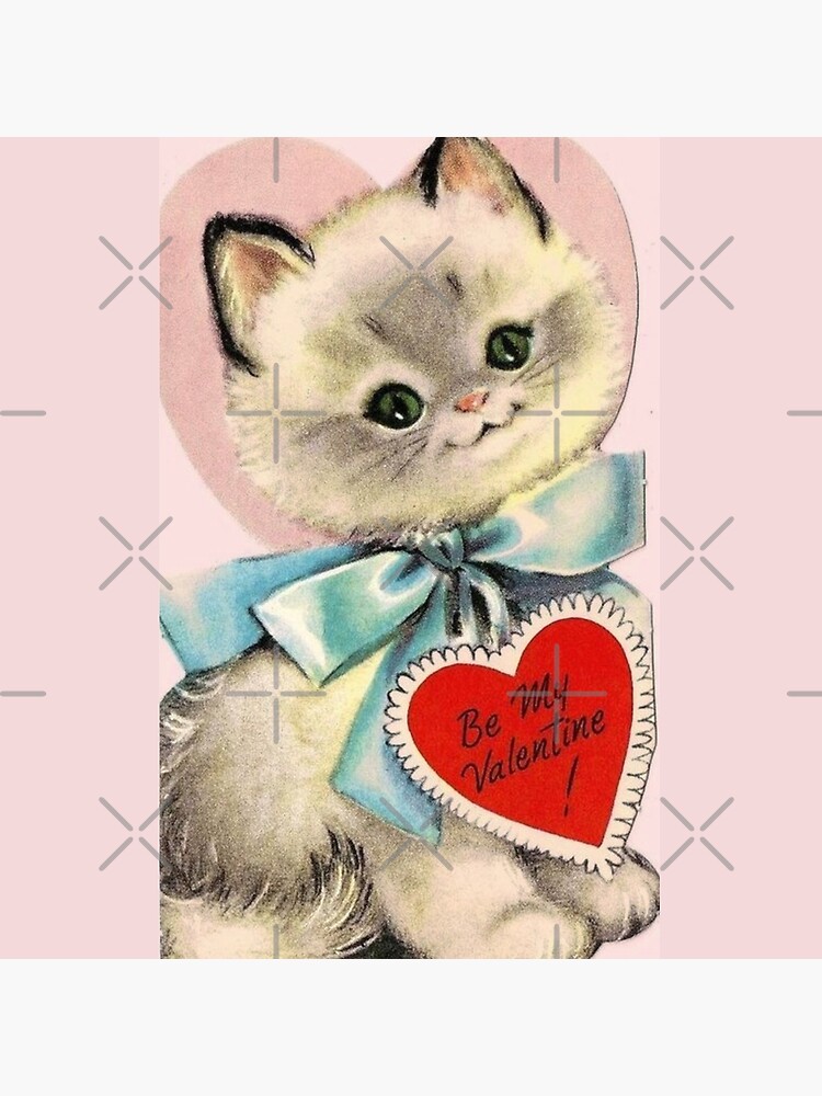 Red Heart Kitten Vintage Valentine’s Day Card | Greeting Card