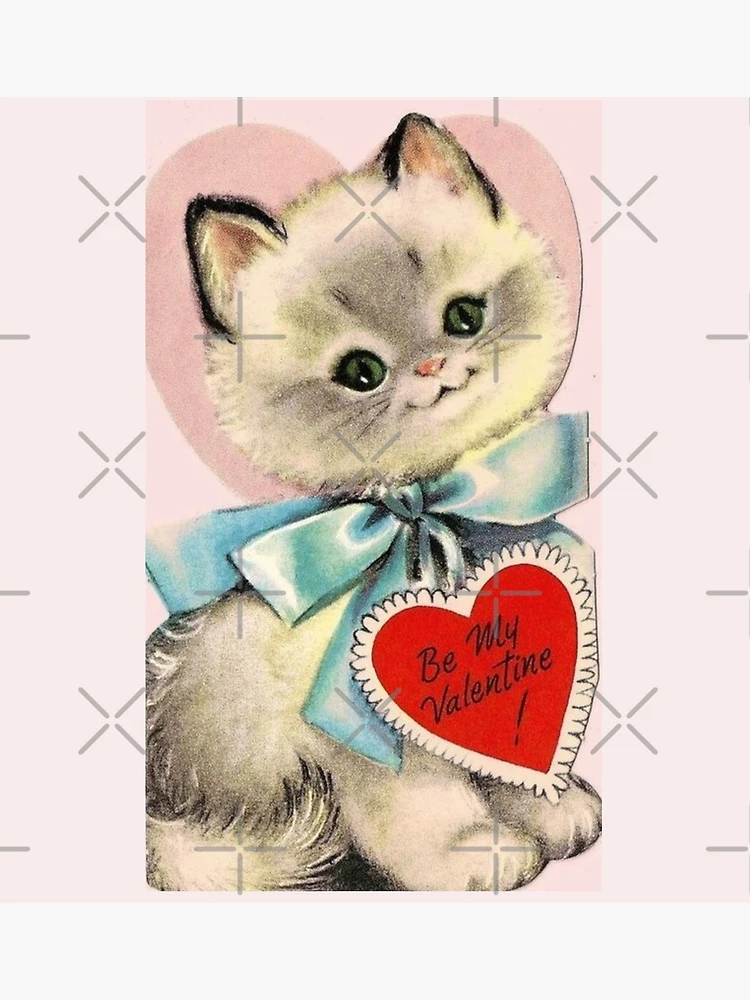 Kitten Vintage Valentine's Day Card Poster for Sale by