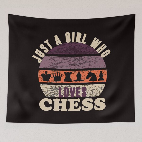 Item preview, Just A Girl Who Loves Chess - Funny Sunset Retro Chess Gift Idea designed and sold by leo121687.