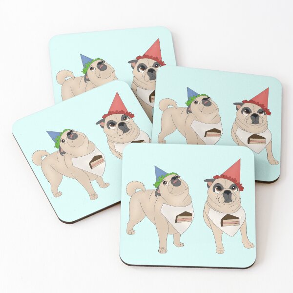 Item preview, Cartoony Birthday Pugs Illustration designed and sold by pawtraitdreams.