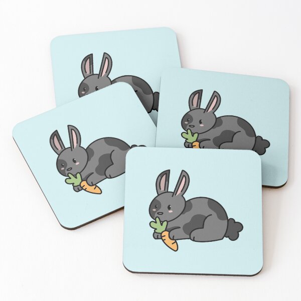 Item preview, Cute Gray Spotted Bunny Rabbit With Carrot designed and sold by bassoongirl123.