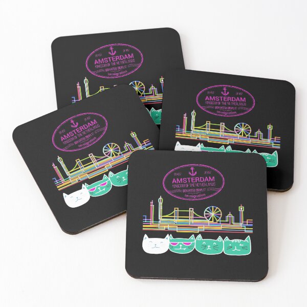Item preview,  Amsterdam Kingdom City Skyline Cats Neon Dream designed and sold by Drnksuzys.