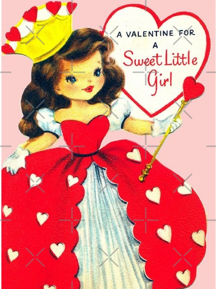 Red Heart Kitten Vintage Valentine’s Day Card | Poster