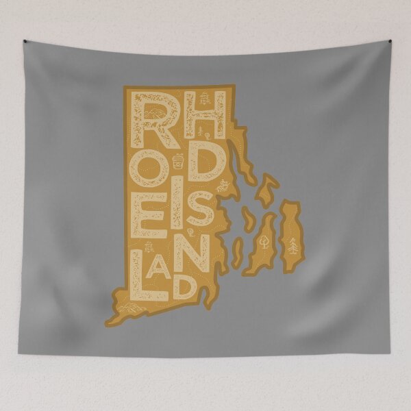 Item preview, Rhode Island Map Typography Brown designed and sold by HelloGentry.