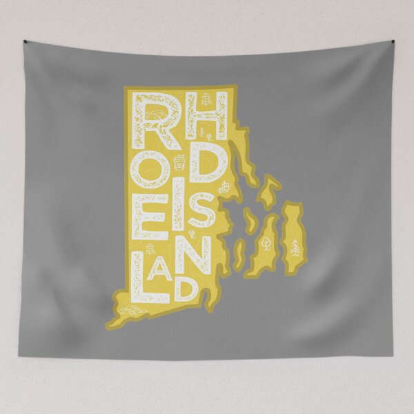 Item preview, Rhode Island Map Typography Gold designed and sold by HelloGentry.