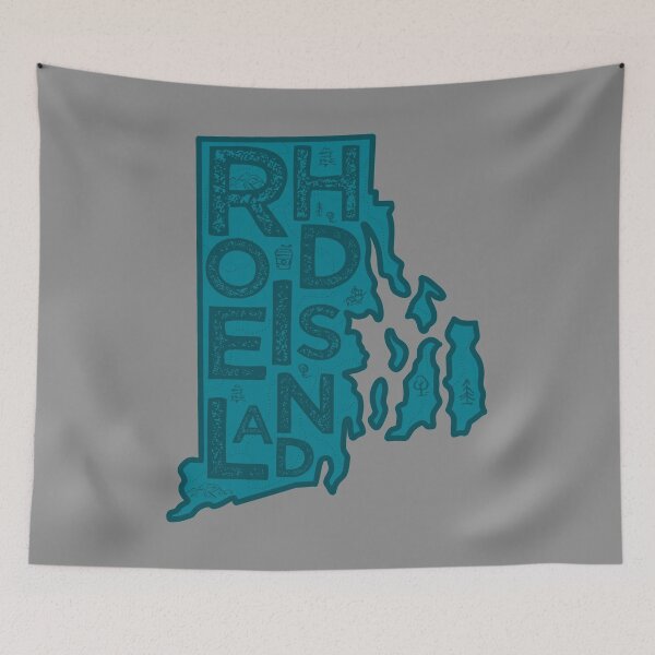 Item preview, Rhode Island Map Typography Navy designed and sold by HelloGentry.