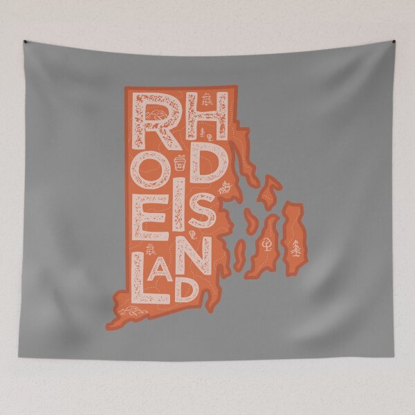 Item preview, Rhode Island Map Typography Red designed and sold by HelloGentry.