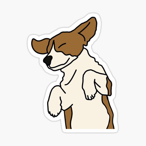 Brown and White Frolicking Puppy on White Sticker