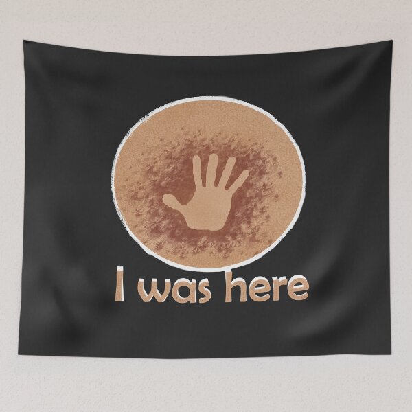 Item preview, I was here - prehistoric handprint on cave wall hand drawn cute designed and sold by Pasan-hpmm.