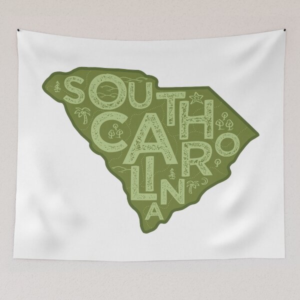 Aperçu de l'œuvre South Carolina Map Typography Green créée et vendue par HelloGentry.
