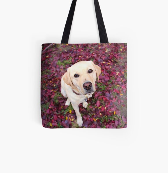 Lab in the Leaves All Over Print Tote Bag