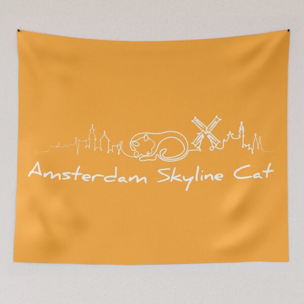 Item preview, Amsterdam Skyline Cat Original Orange designed and sold by ARTTY SHOP.