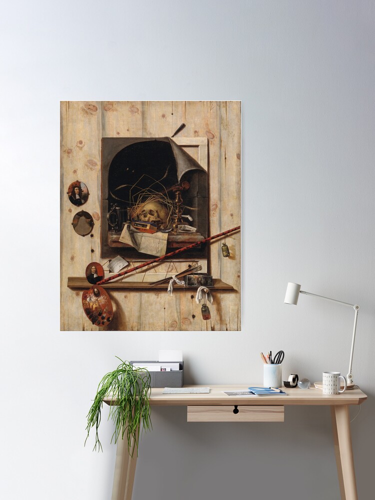 Trompe l'oeil with Studio Wall and Vanitas Still Life by Cornelius  Norbertus Gijsbrechts