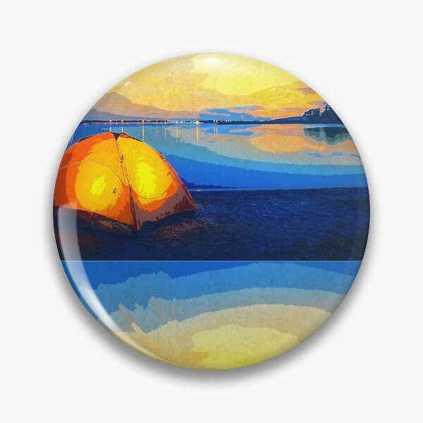 Item preview, Lake Camping Sunset Camp Tent Water colour Painting Hiking Campers Gift designed and sold by TastefulTees.