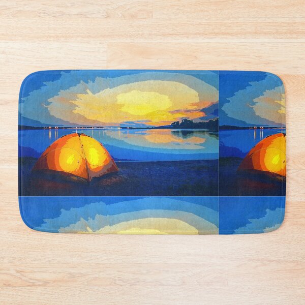 Item preview, Lake Camping Sunset Camp Tent Water colour Painting Hiking Campers Gift designed and sold by TastefulTees.