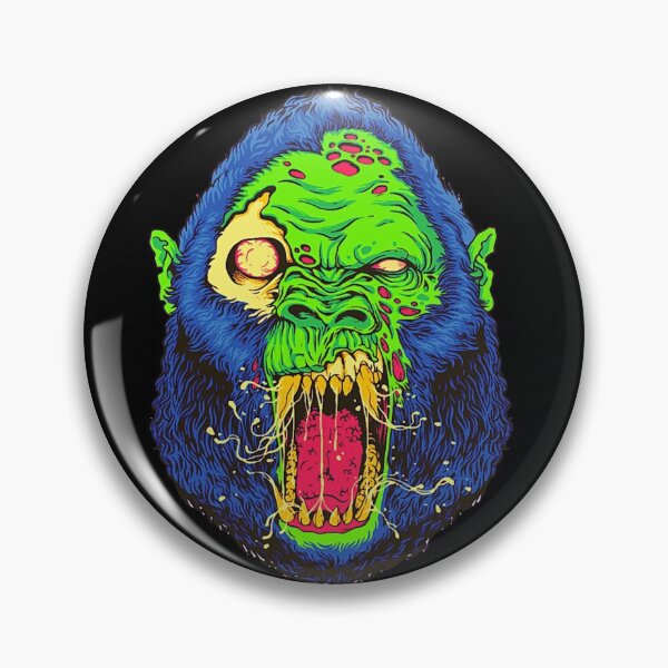 Item preview, Angry Silverback Gorilla zombie kawaii with blue hair  designed and sold by MyFreakyWorld.