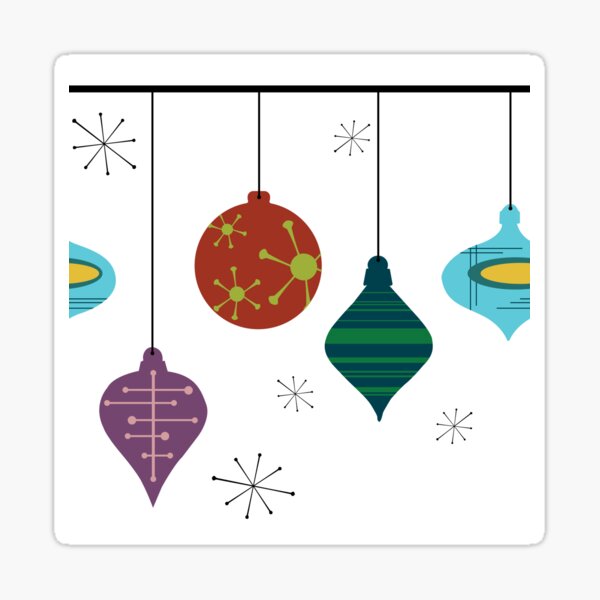 Mid-Century Modern Hanging Holiday Ornament Bulb Starbursts Sticker