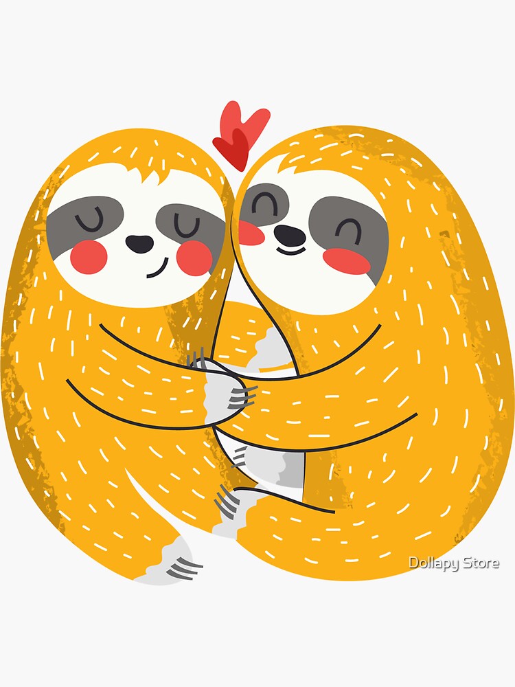 Valentines Sloth Couple Hugging Sticker For Sale By Drsantino69 Redbubble 