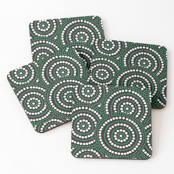 Item preview, Mandala Dotted - Aboriginal Art - Australian Charcoal and Green Mandala - Mandalas Dotted designed and sold by WonderWear.