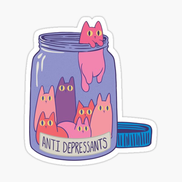 Best Selling - Cat and Antidepressant Sticker Sticker