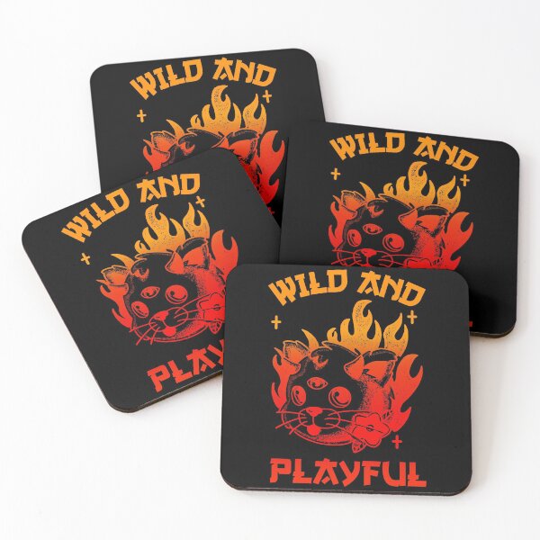 Item preview, WAP Wild and Playful Cool Cat Biker Purring And Playing Evil Wittle Red and Orange Fireball of Furry Fury Art (black background) designed and sold by TeachUrb.