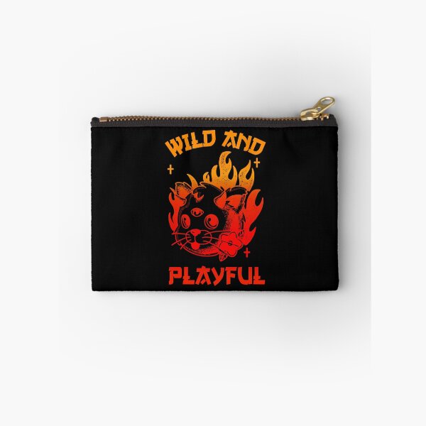 Item preview, WAP Wild and Playful Cool Cat Biker Purring And Playing Evil Wittle Red and Orange Fireball of Furry Fury Art (black background) designed and sold by TeachUrb.