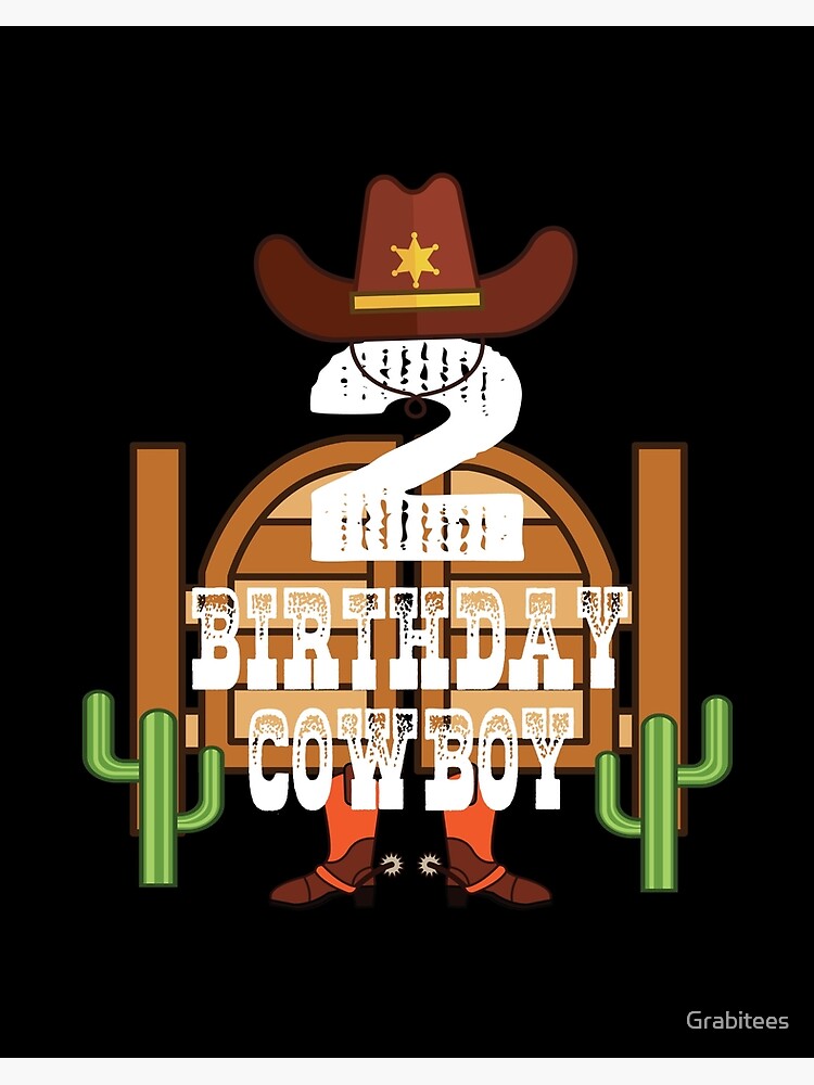 2nd Birthday Cowboy Kid 2 Years Old Rodeo Lover Party graphic | Art Board  Print