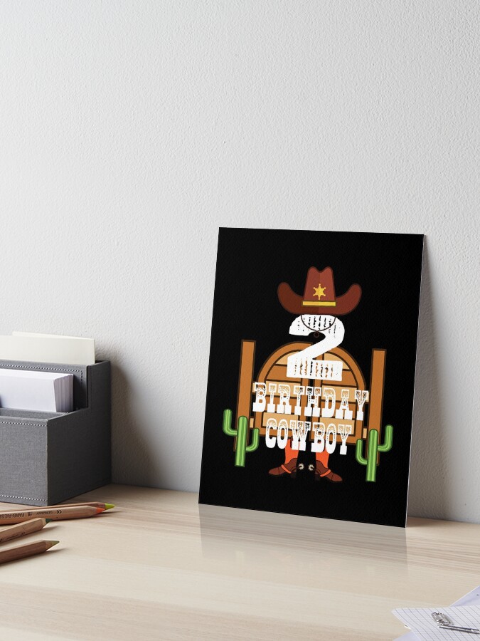 2nd Birthday Cowboy Kid 2 Years Old Rodeo Lover Party graphic | Art Board  Print