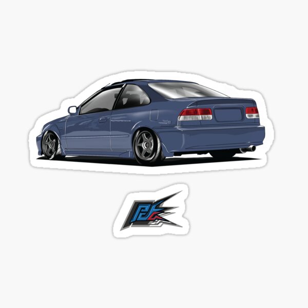 honda civic EM1 coupe galactic blue Sticker