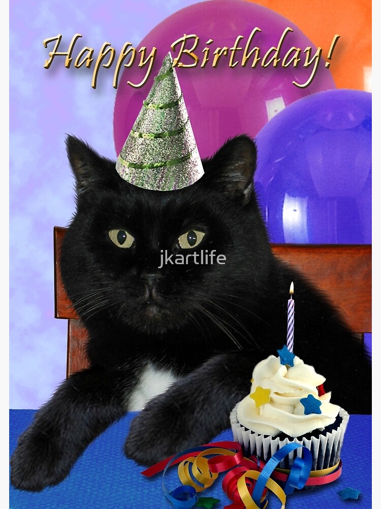 Tarjetas de felicitación «Cumpleaños gato negro» de jkartlife | Redbubble
