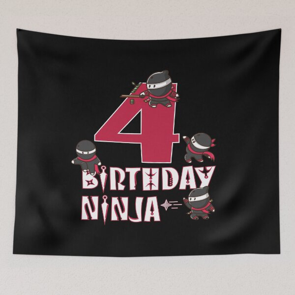 Item preview, 4th Birthday Ninja 4 Years Old Kid Ninjutsu B-day Party print designed and sold by Grabitees.