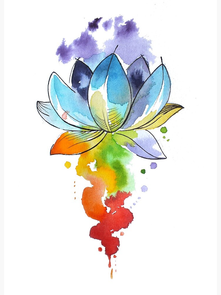 Chakra Yoga Lotus Flower Watercolour