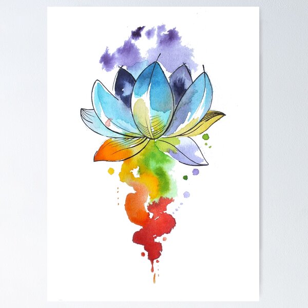 Item preview, Chakra Yoga Lotus Flower Watercolour designed and sold by Inky Paige.