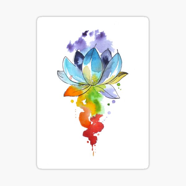 Aperçu de l'œuvre Aquarelle de fleur de lotus Chakra Yoga créée et vendue par Inky Paige.