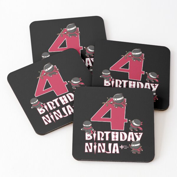 Item preview, 4th Birthday Ninja 4 Years Old Kid Ninjutsu B-day Party print designed and sold by Grabitees.