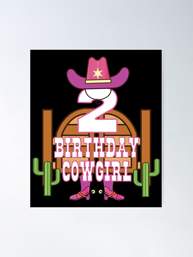 2nd Birthday Cowgirl 2 Years Old Girl Rodeo Lover Party print