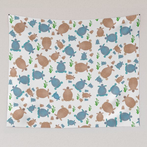 Item preview, Turtle pattern and drawn turtles in a cute pattern with sea grass  designed and sold by Pasan-hpmm.
