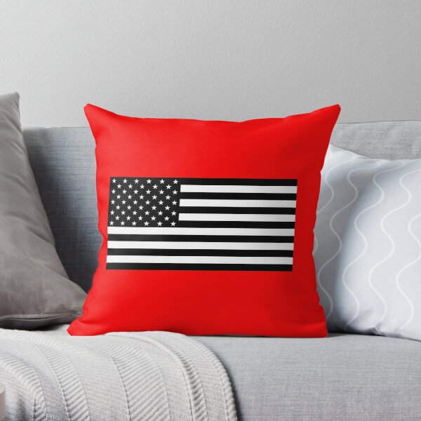 Black and White US Flag Throw Pillow