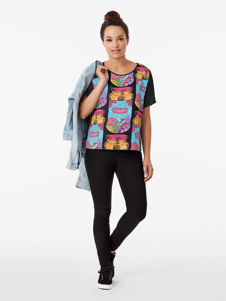 Alternate view of My Pet is Sexier Than You (Black) Chiffon Top