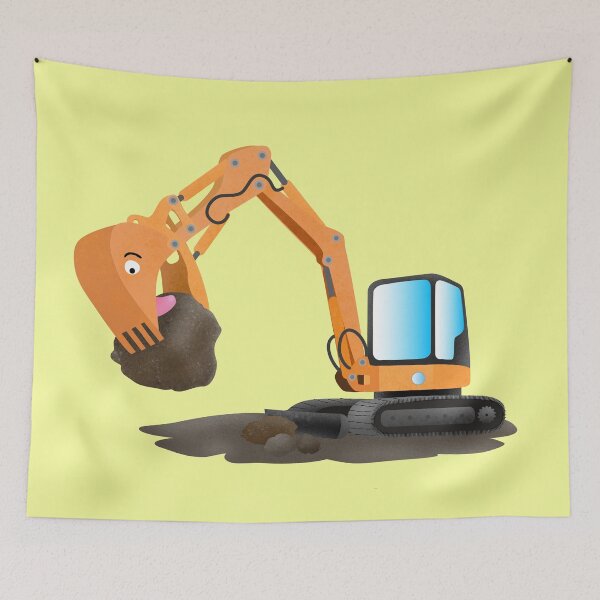 Item preview, Cute orange excavator digger cartoon designed and sold by FrogFactory.