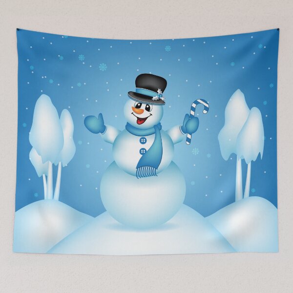 Item preview, Snowman Winter Scene - Blue designed and sold by serenaking.
