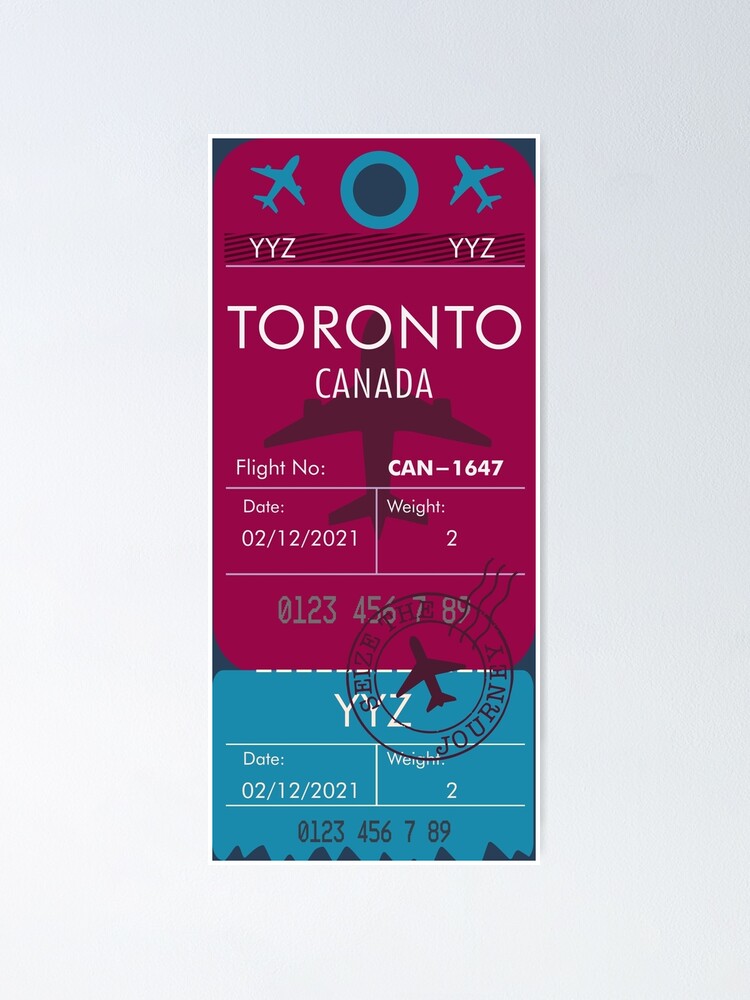 "TORONTO CANADA RETRO PLANE TICKET FILIPINO" Poster by aydapadi Redbubble