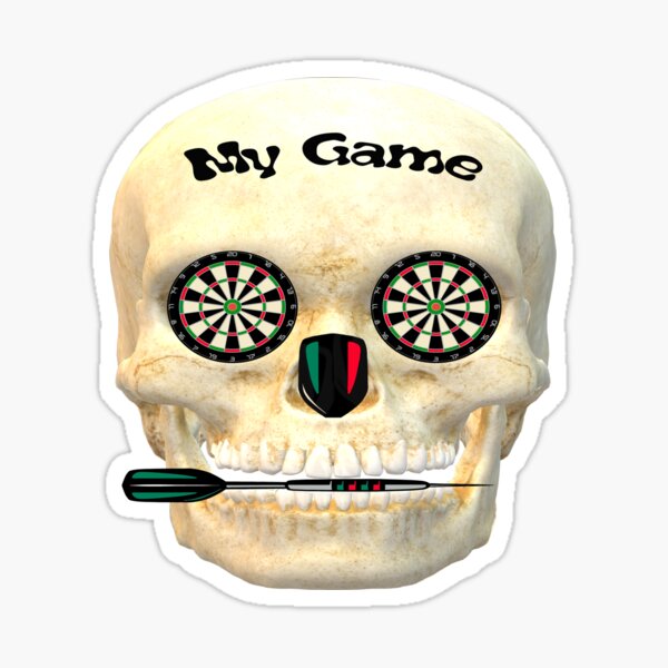 My game, dart skull with arrow between your teeth Sticker