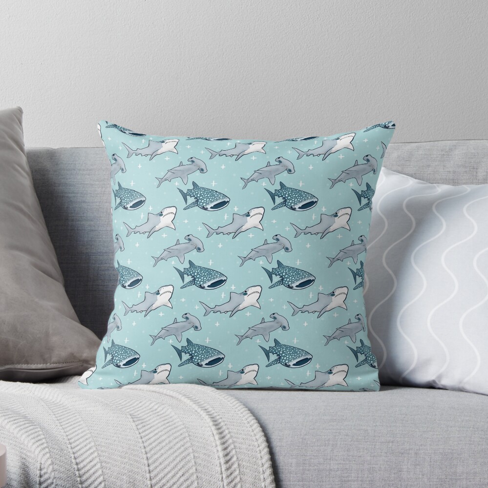 Shark Pattern Throw Pillow